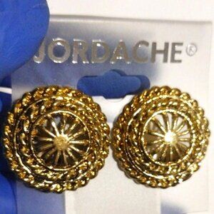 ✨ Vintage Jordache Gold -Tone Clip-On Earrings - Classic & Chic Women's Jewelry